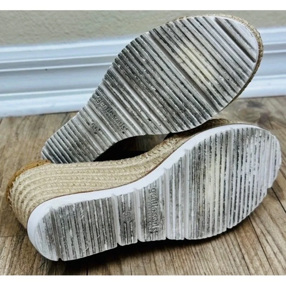 Gentle Souls Kenneth Cole Elyssa Easy T-Strap Cork Espadrille Wedge Sandals 5.5‎